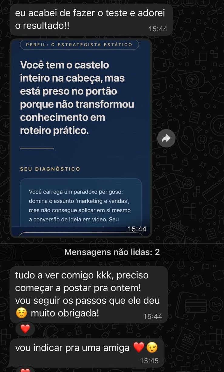 Depoimento 3 de cliente do Raio-X do Criador